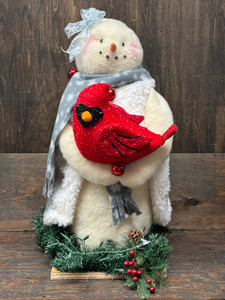 SNOWMAN_W/CARDINAL & LIGHTS-WINTER SNOWMAN_W/CARDINAL & LIGHTS-WINTER