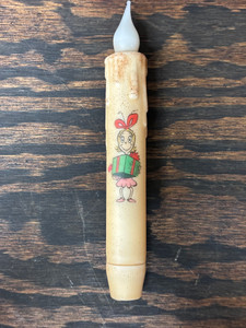 7" STENCILED CINDY LOU WHO IVORY LED-TAPER