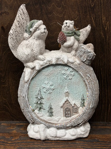 Resin Squirrels w/Picture Round_Lighted Resin Squirrels w/Picture Round_Lighted
