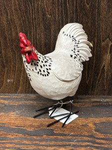 POLYRESIN ROOSTER, WHITE POLYRESIN ROOSTER, WHITE