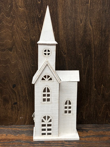 Whitewashed Lighted Wood Church Whitewashed Lighted Wood Church