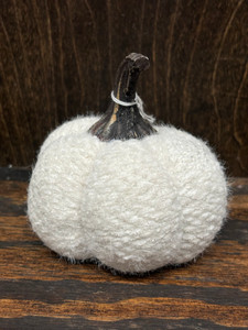 Sm. Fuzzy White Plush Pumpkin Sm. Fuzzy White Plush Pumpkin