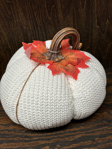 White Knit Pumpkin, Large, 9" White Knit Pumpkin, Large, 9"