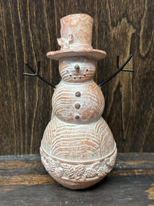 Wood- Look Resin Snowman, Small Wood- Look Resin Snowman, Small