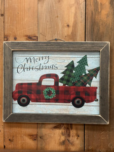 MERRY XMAS W/RED PLAID TRUCK MERRY XMAS W/RED PLAID TRUCK