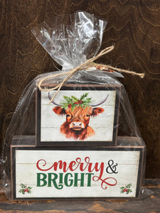 _HIGHLAND COW HOLLY MERRY & BRIGHT BLOCK _HIGHLAND COW HOLLY MERRY & BRIGHT BLOCK