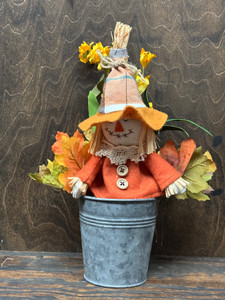 SCARECROW & FLOWERS IN A BUCKET SCARECROW & FLOWERS IN A BUCKET
