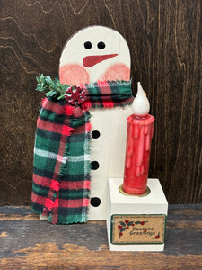 SNOWMAN BLOCK W/ CANDLE SNOWMAN BLOCK W/ CANDLE