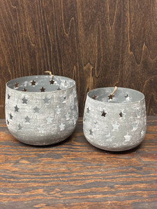 Votive Candle Holder Stars Antique Grey Set 1 of 2 Votive Candle Holder Stars Antique Grey Set 1 of 2