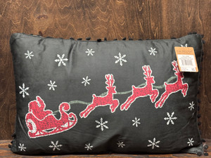 Annie Black Check Santa Sleigh Pillow 14x22 Annie Black Check Santa Sleigh Pillow 14x22