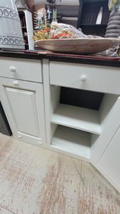 TRASH BIN & CABINET W/WOOD-KONA/DOVE WHITE