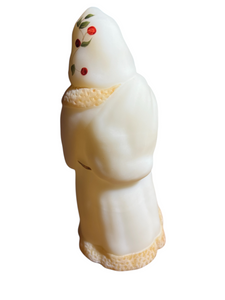Vintage Fenton Quilted Santa Clause Twining Berries White Satin Glass Signed L. Nulter
