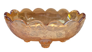 CARNIVAL GLASS 4 FOOTED OVAL CANDY/MINT DISH VINTAGE