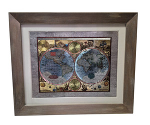 NEW AND ACCVRAT MAP OF THE WORLD FOILED SILVER GOLD VINTAGE