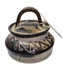 POTTERY LIDDED JAR SIGNED VINTAGE