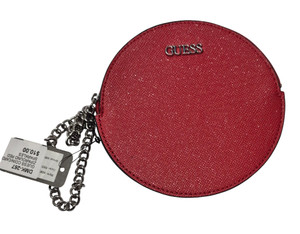 GUESS COIN/CARD PURSE ZIPAROUND RED SPARKLES