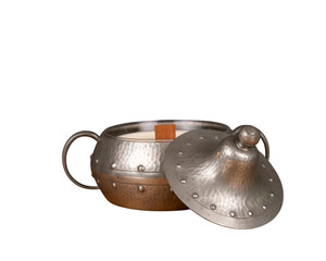 English Hammered Pewter Sugar Bowl Velvet Noir Candle