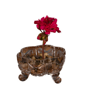 Footed Crystal Sugar Dish w Flower Frog