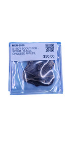 X- BOY SCOUT FOB - SCOUT, FLAGS, CROSSED RIFLES, BUGLE