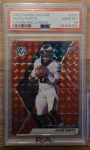 2020 MOSAIC FUSION RED CHOICE JALEN HURTS RC PSA 10