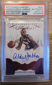 2017 FLAWLESS DISTINGUISHED RUBY /15 KAREEM ABDUL-JABBAR AUTO PSA 10