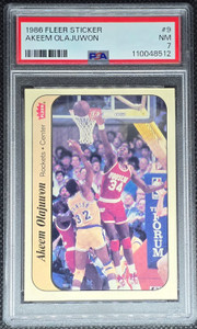 1986 Fleer Sticker Akeem Olajuwon Rc Psa 7