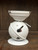 WHITE DISTRESSED SINGLE BELL PILLAR CANDLE HOLDER 4.5" WHITE DISTRESSED SINGLE BELL PILLAR CANDLE HOLDER 4.5"
