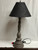 DEVENPORT WOOD TABLE LAMP IN EARL GRAY WITH METAL TAPERED SHADE_ 1 OF 2