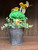 DECO IN TIN POT_YELLOW FLOWERS + MUSHROOM