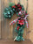 SWAG_DECORATED RED FLOWERS & PLAID BOW CANDY CANE