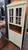 32" CORNER CUPBOARD W/GLASS TOP DOORS-DISTRESS/LIGHT/CREAM/MICHAEL'S CHERRY