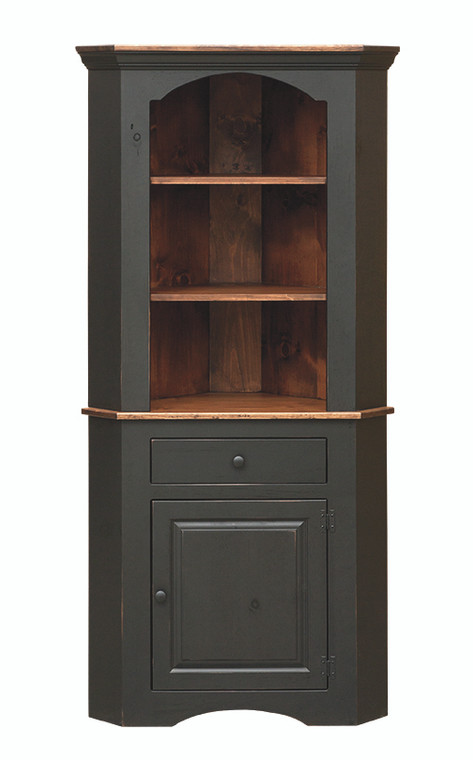 LARGE CORNER CUPBOARD, COLONIAL STYLE