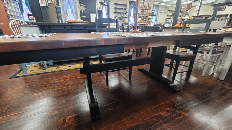 42 X 72 TRESTLE BASE EXTENSION TABLE W/2 LEAVES (8/4 CLEAR MAPLE)-/SW/BLACK