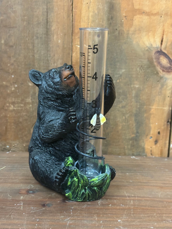 Resin Black Bear Rain Gauge