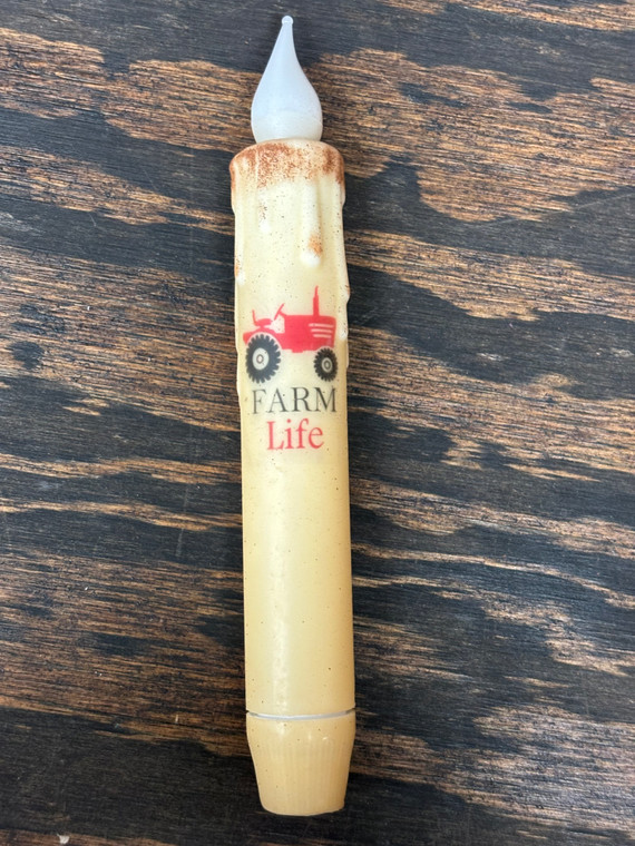 7" IVORY LED-TAPER-FARM LIFE W/TRACTOR
