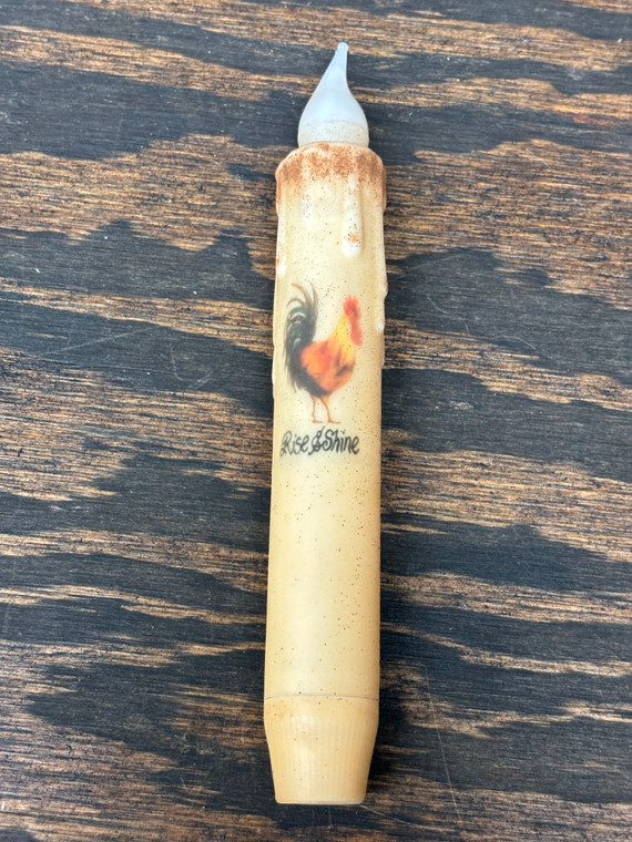 7" IVORY LED-TAPER-ROOSTER-RISE & SHINE