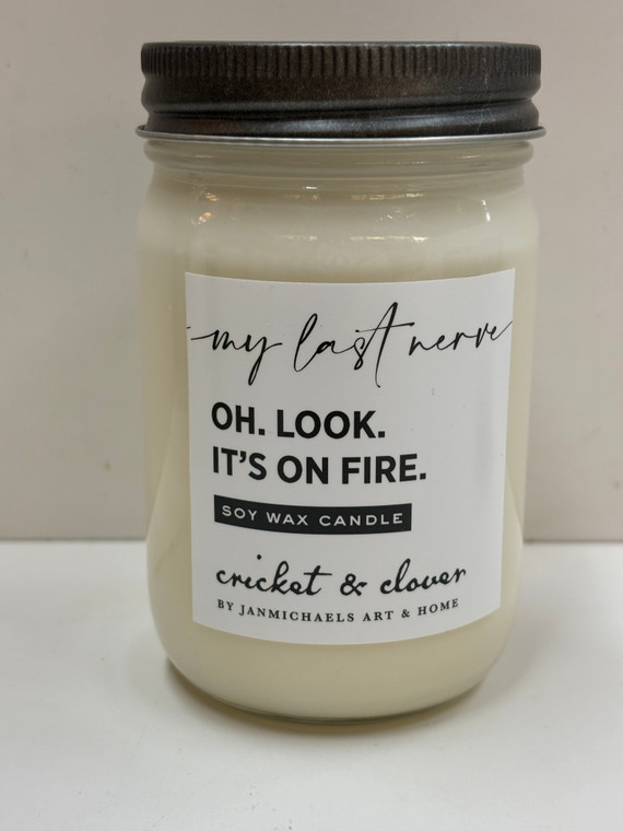 MY LAST NERVE.  OH, LOOK IT'S ON FIRE.  8oz Candle