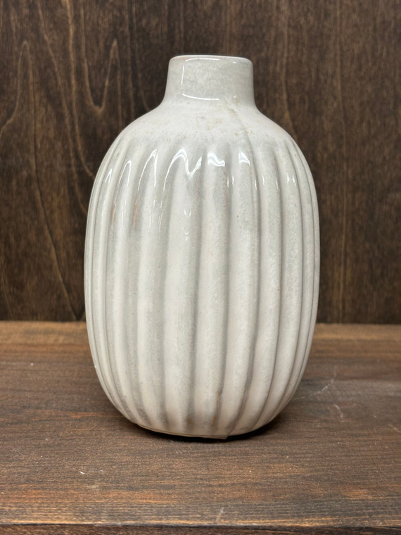 WHITE CERAMIC VASE, 6.5"
