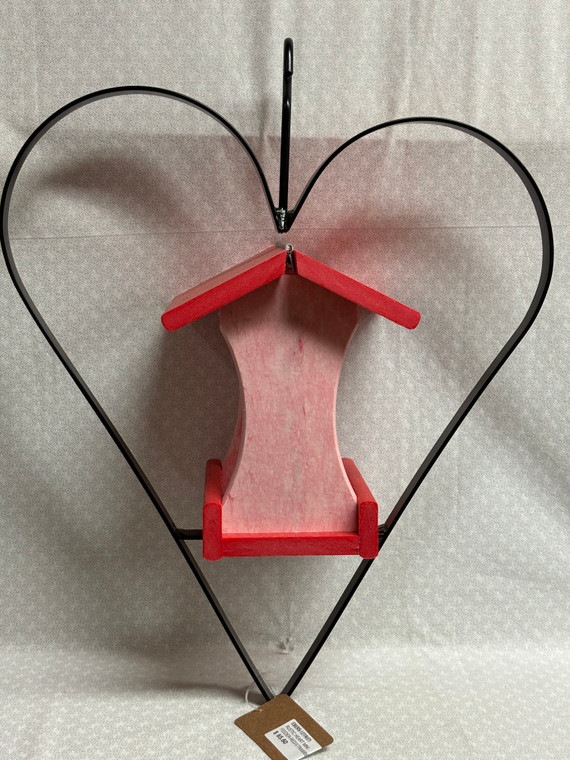 RUSTIC HEART MINI FEEDER-RED/STRAWBERRY
