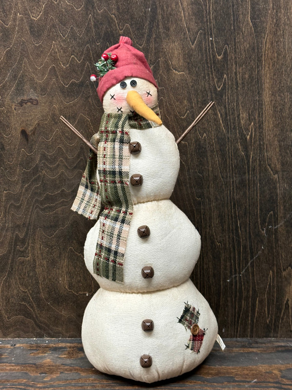 20 FABRIC SNOWMAN STANDING W/ RED HAT