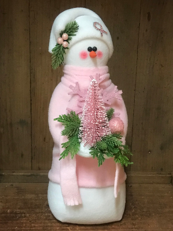XTALL SNOWMAN-PINK BREAST CANCER W/PINK TREE AND SNOWFLAKE