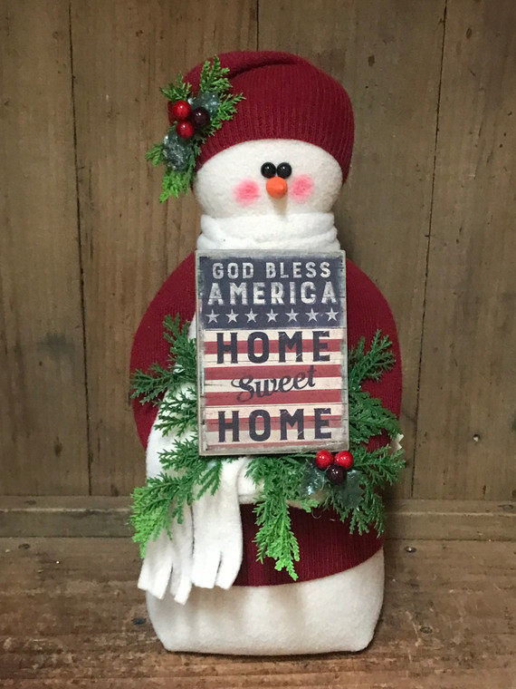 PATRIOTIC SNOWMAN-WITH FLAG
