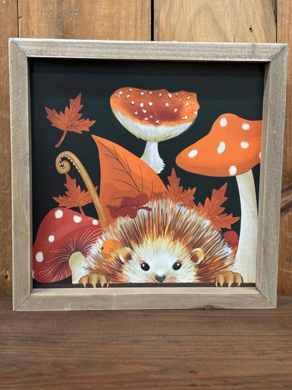 Fox/Hedgehog Mushroom Block,Wood- Asst'd Styles