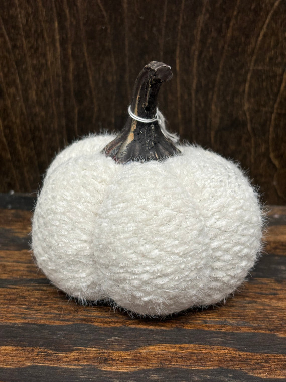 Sm. Fuzzy White Plush Pumpkin