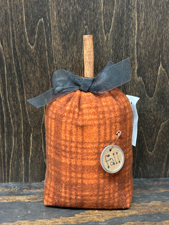 TALL PLAID PUMPKIN WITH FALL TAG