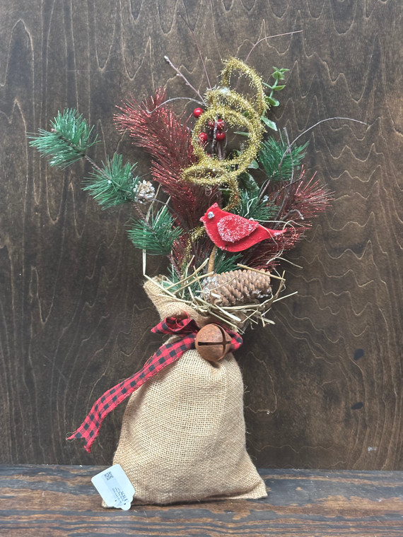 _BURLAP BAG FILLED W/HOLIDAY DECOR