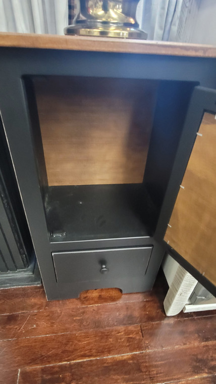 DOOR HALL CABINET W/TIN-SPECIAL WALNUT/BLACK