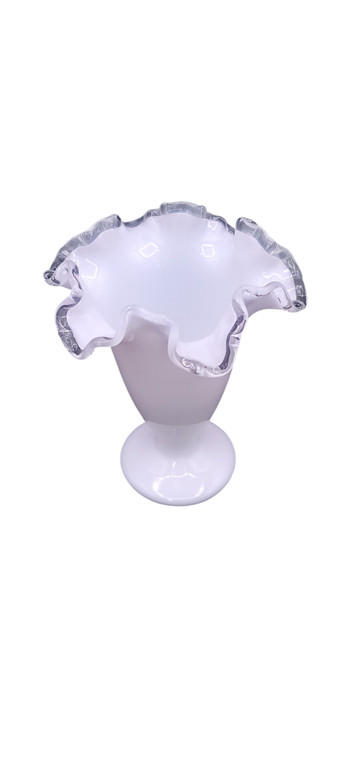 Fluted Ruffled Edge Vase Fenton Silver Crest