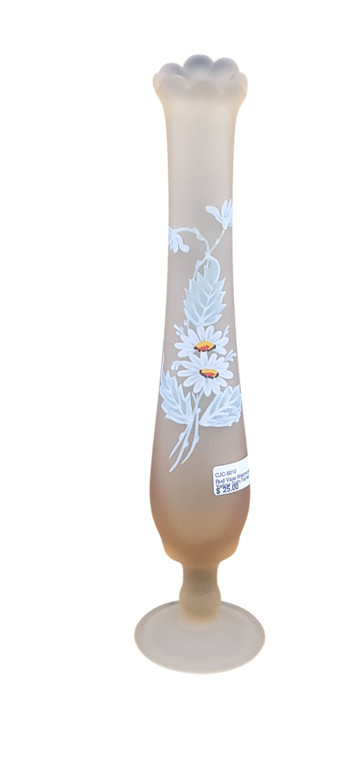 Bud Vase Westmoreland Yellow Satin Painted Flowers