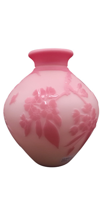 FENTON 8 BURMESE SAND CARVED KELSEY MURPHY CHERRY BLOSSOM & BUMBLEBEE, LE, SIGNE